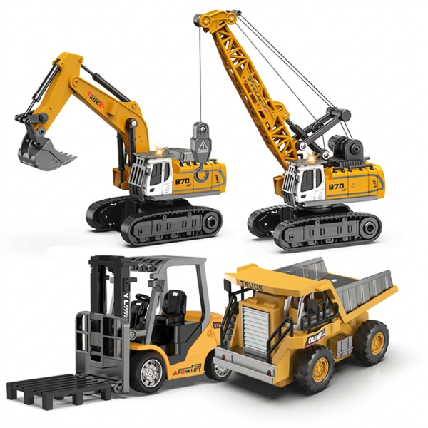 1:64工程四劍客+小叉車拖車板 ｜ 🐶 狗狗雞 🐔